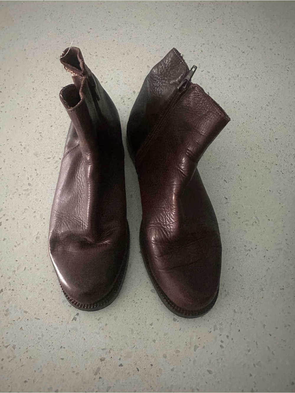 Vintage Bugatti Brown Leather Zip Ankle Boots 7